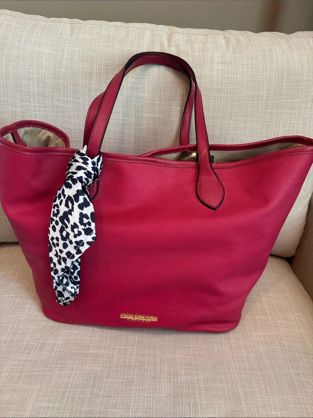 Women's Tote Bag with Scarf Accent